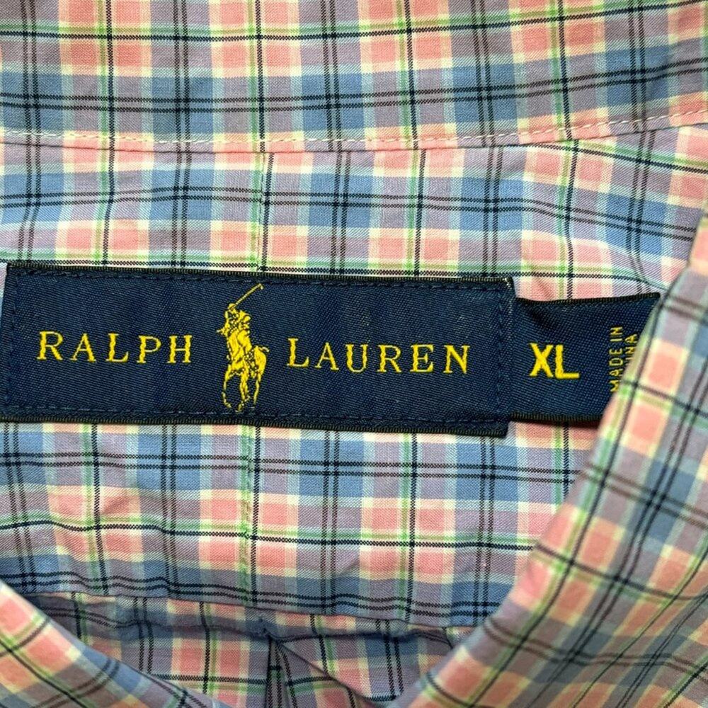 RALPH LAUREN Lightweight 100% Cotton Button Down Plaid Shirt  MEN'S XL